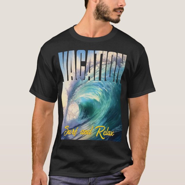 Camiseta Surf de férias e relaxar Onda de Turquesa Azul Sun (Frente)