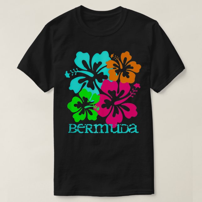 Camiseta Surf de Hibiscus Tropical de praia das Bermudas (Frente do Design)