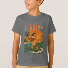 Camiseta Surf de Jacaré Vida Costeira Gráfico Retro Surf