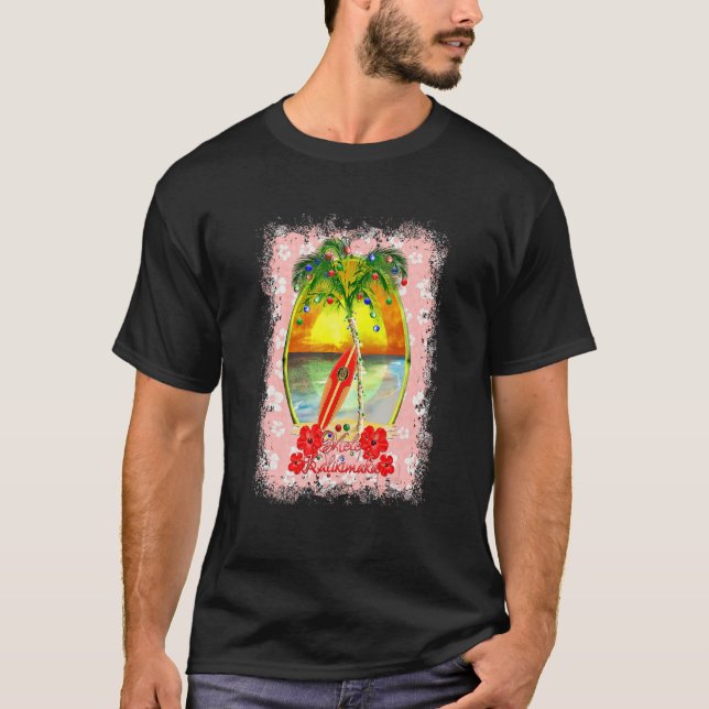 Camiseta Surf de Natal do Havaí Mele Kalikimaka Surfing (Frente)