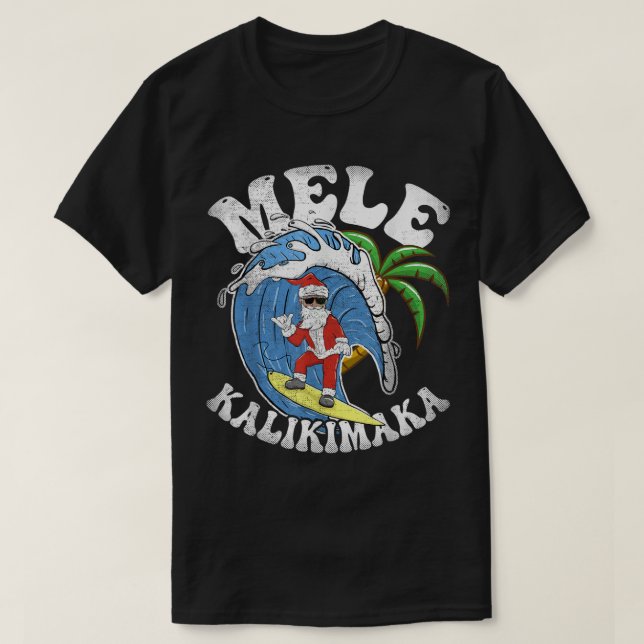 Camiseta Surf de Natal Mele Kalikimaka - Surf Papai noel (Frente do Design)