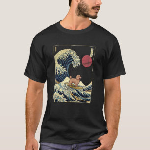 Camiseta Surf de Onda Kanagawa Japonês de longa distância D