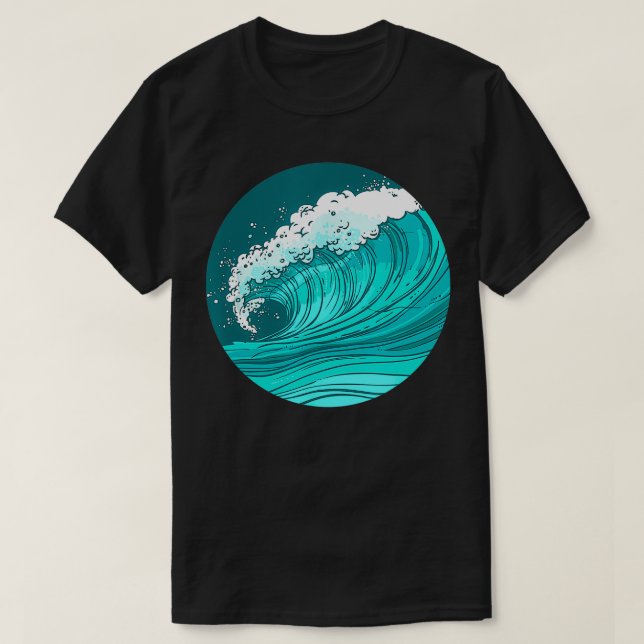 Camiseta Surf de Ondas do Mar do Oceano (Frente do Design)
