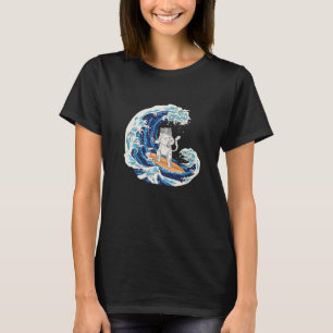 Camiseta Surf de Ondas Gato Sushi Japão Surfer esportivo
