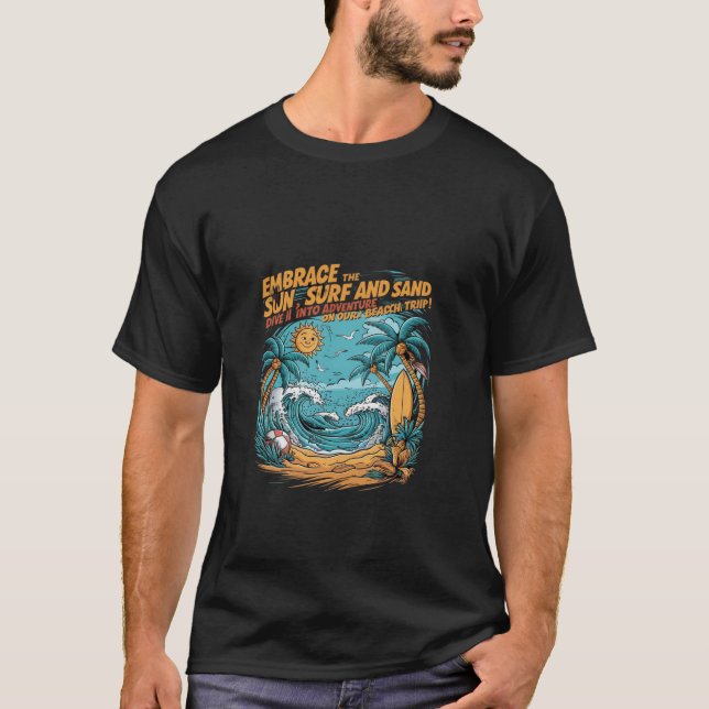 Camiseta surf de sol combinando viagem legal de praia para  (Frente)