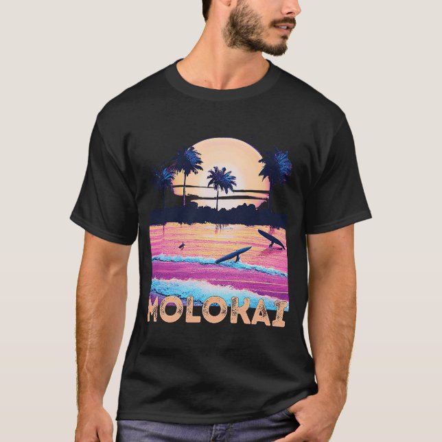 Camiseta Surf de Souvenir Retro Molokai Hawaii (Frente)