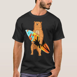 Camiseta Surf de Surf de Surfer de Bear Surfboard Beach Sum