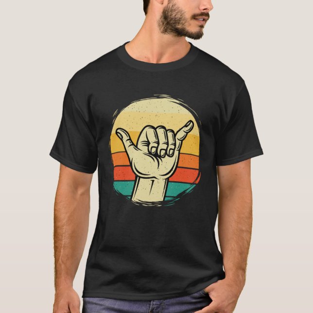 Camiseta Surf de surfboard para surfboard com sinal de mão  (Frente)