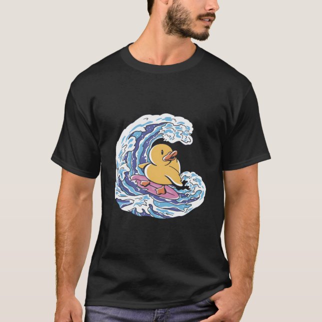 Camiseta Surf de surfe com pata de borracha branca Ducky Ka (Frente)