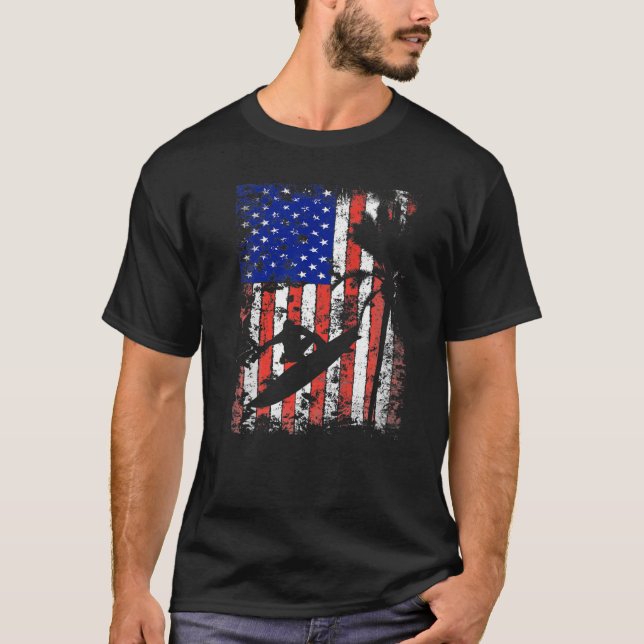 Camiseta Surf de surfe Fan Usa Sinalizador Americano Surfe  (Frente)