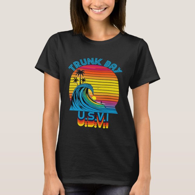 Camiseta Surf de Trunk Bay USVI Retro Throwback e Souven em (Frente)