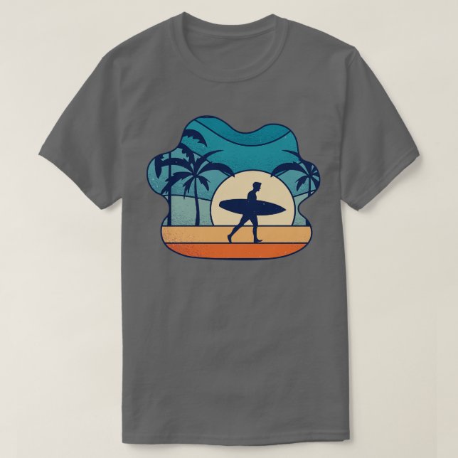 Camiseta Surf de Verão - Arte retrógrada (Frente do Design)