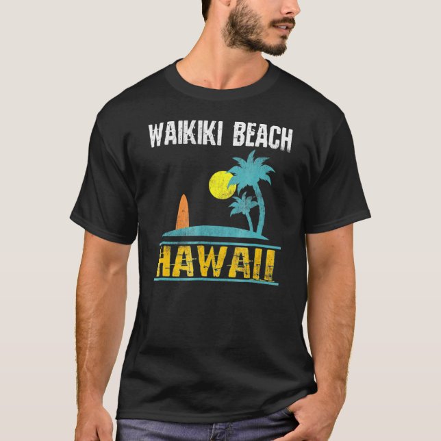 Camiseta Surf de Verão Waikiki Beach Hawaii (Frente)