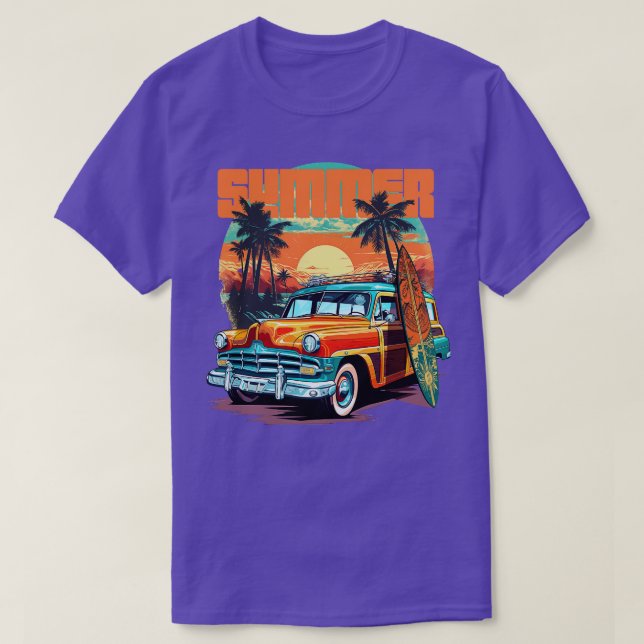 Camiseta Surf de Verão Woodie (Frente do Design)