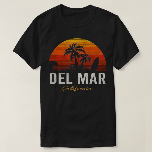 Camiseta Surf de Viagem de Palmas da Califórnia na praia da (Frente do Design)