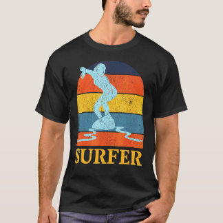Camiseta Surf De Vintage Para Rapazes Que Surfam E Surfboar