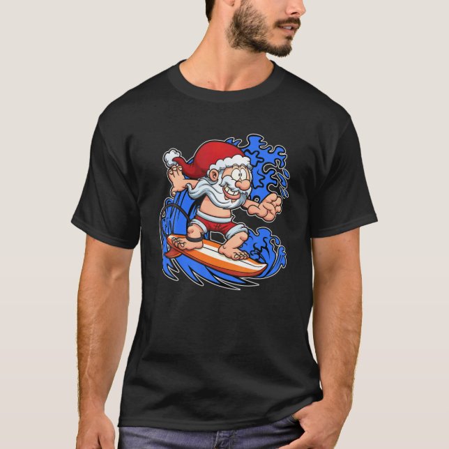 Camiseta Surf Engraçado Surfando Natal No Verão De Julho (Frente)
