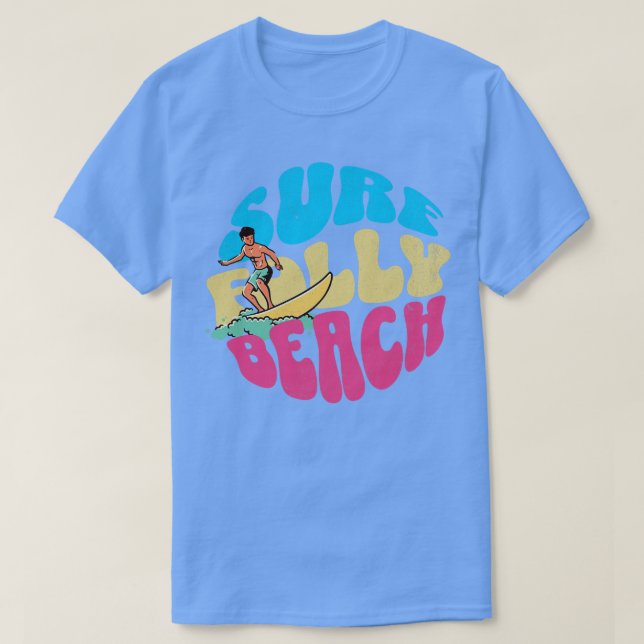 Camiseta Surf Folly Beach South olina Surfboard (Frente do Design)
