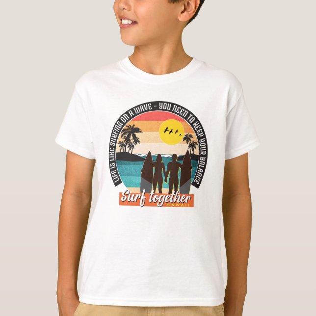 Camiseta Surf junto - Mantenha o equilíbrio (Frente)
