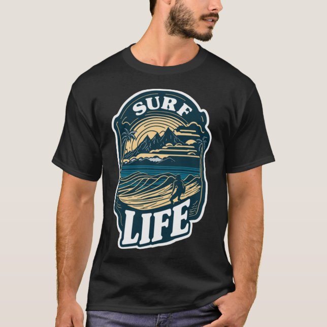 Camiseta Surf Life Tropical Beach Vacing Hawaii Surfing (Frente)