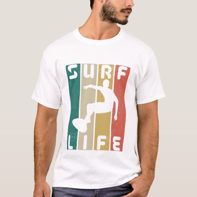 Camiseta surf life vintage surfando  (Frente)