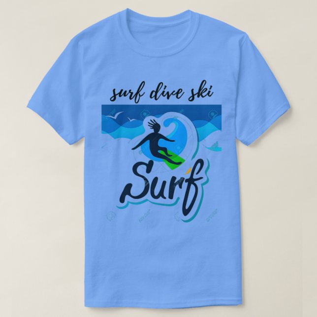 Camiseta surf mergulho t es praia t es verão t es surf e (Frente do Design)