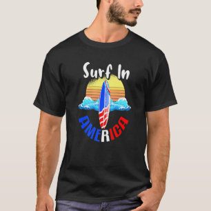 Camiseta Surf Na América Bandeira Do Surfboard States
