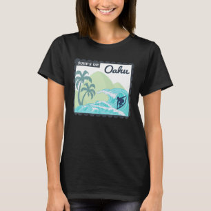 Camiseta Surf Oahu Hawaii Vacinação Souvenir Palmas de Nave