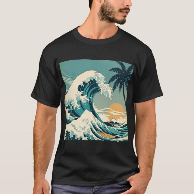 Camiseta Surf para cima retro Wave Design Classic Californi (Frente)
