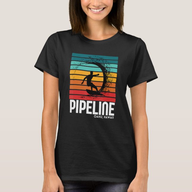 Camiseta Surf Pipeline Oahu Beach Vintage Surfing (Frente)