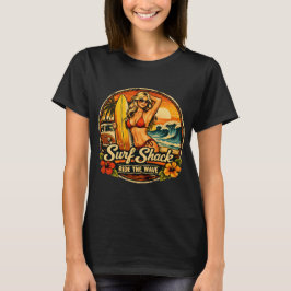 Camiseta Surf Shack Pin-Up Surfista | Cavalgar as Ondas Pra