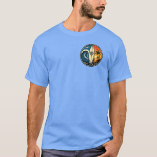 Camiseta Surf Sol Mar Crachá Vintage – Onda do Pôr do Sol d