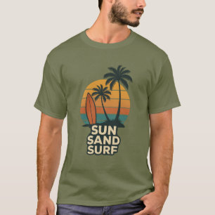Camiseta Surf Sun Sand - Retro Vintage Beach Vibes