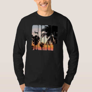 Camiseta Surf Sunrise De Verão Vai Para Praia Palm Tree