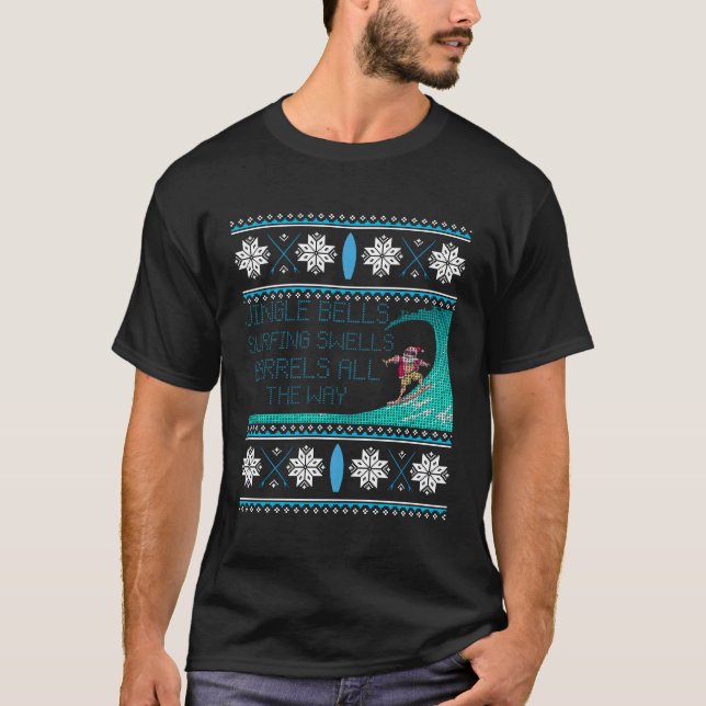 Camiseta Surf Surfing Ugly Sweater Style For Christm (Frente)