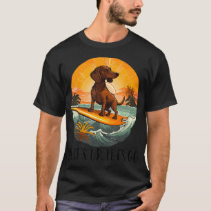 Camiseta Surf Vai Ir Cute Dachshund Surfing Na Praia M