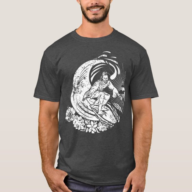 Camiseta Surfando Jesus Vintage - Premium aflitos (Frente)
