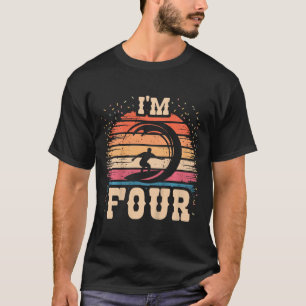 Camiseta Surfando Menino de 4 Anos Aniversário Menina 4º Pr