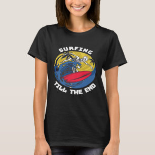 Camiseta Surfando O Esqueleto De Onda Grande No Surfboard R