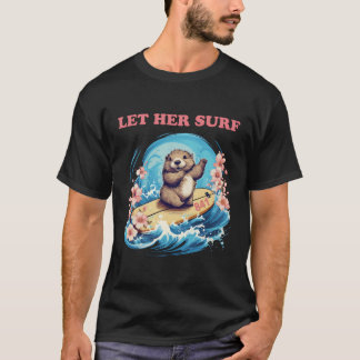 Camiseta Surfando Otter 841 Cute Engraçado Deixou-A Surf