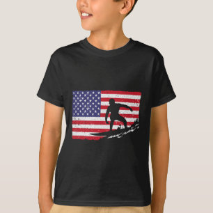 Camiseta Surfando Para Homens, 4 De Julho, Bandeira America