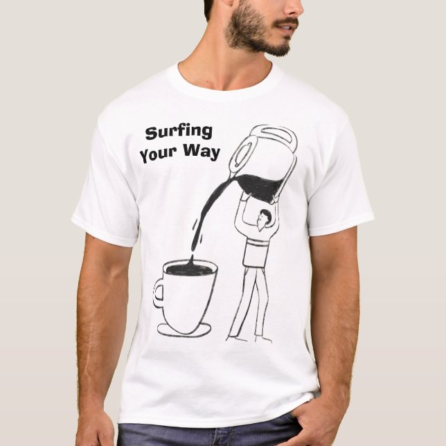Camiseta Surfando para um Grande Café da Manhã (Frente)