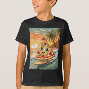 Camiseta Surfando Uma Fatia De Pizza Na Onda Em Praia Tropi