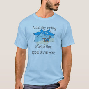 Camiseta Surfar contra o trabalho com desenhos animados