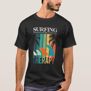 Camiseta Surfar É Minha Terapia Retro Fins Surfboard