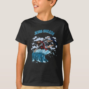 Camiseta Surfar em Jesus em pedaços para surfistas Skatebo