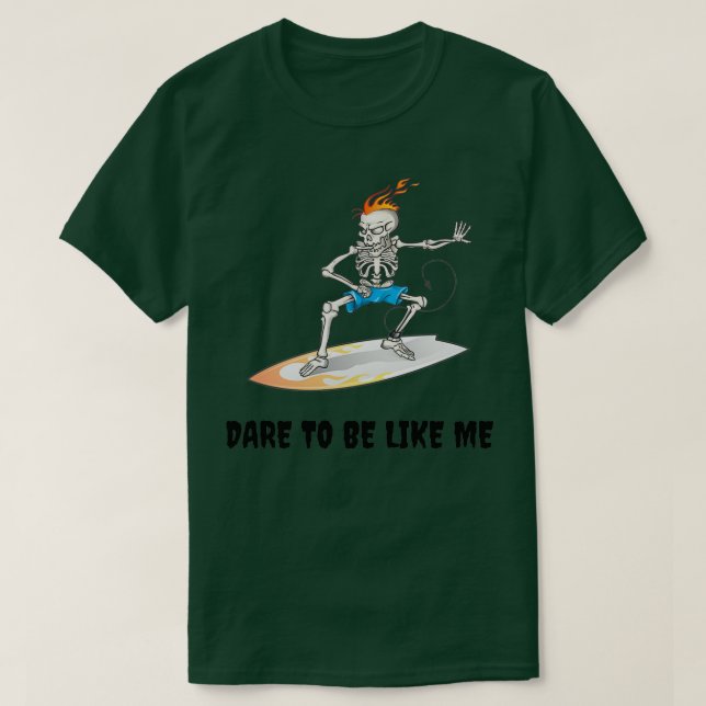 Camiseta Surfar no Dia das Bruxas do Skeleton Surf (Frente do Design)