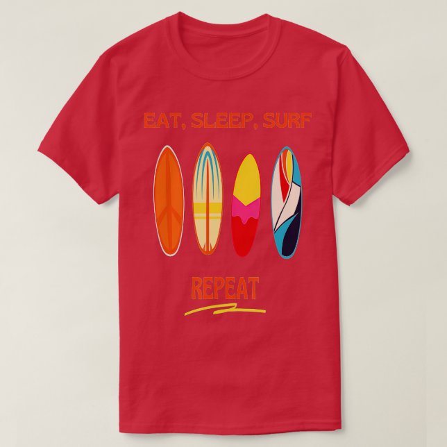 Camiseta Surfar Surfboard Comer Surf Sono Repetir Surf Retr (Frente do Design)