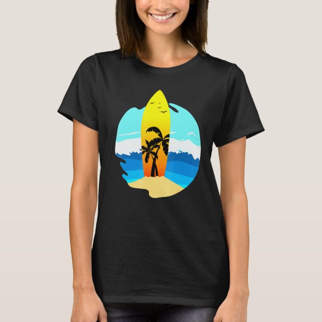 Camiseta Surfboard I California Beach Wave Palm (Frente)