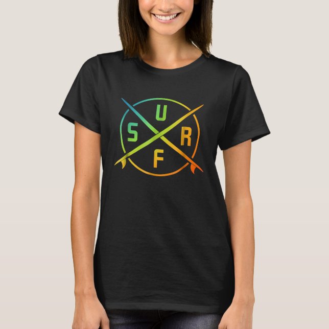 Camiseta Surfboard Surfing Rainbow Colour (Frente)